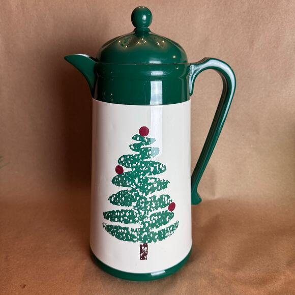 Vintage Christmas Tree Thermal Coffee Tea Hot Cocoa Carafe - Picture 1 of 6